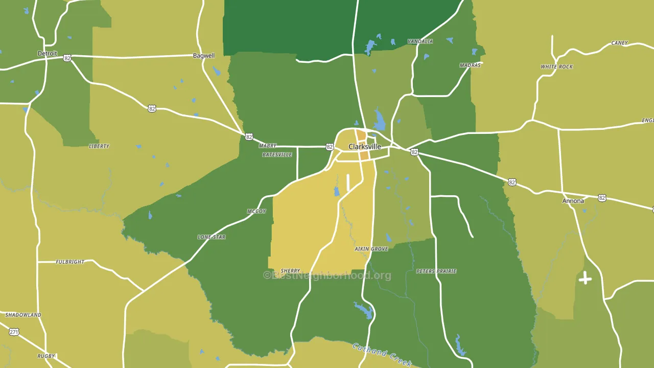 Red River County, TX block-group voter-turnout map