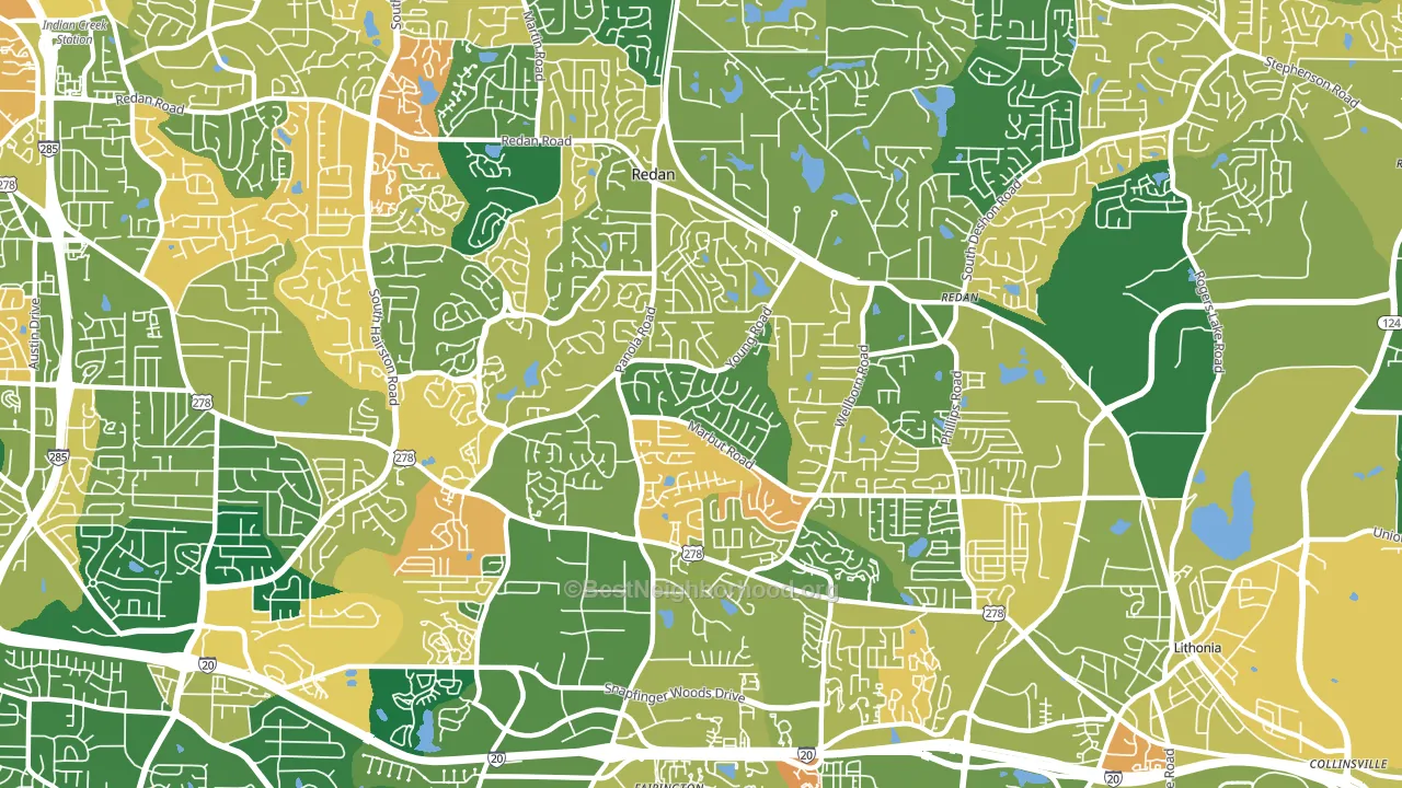 Redan, GA block-group voter-turnout map