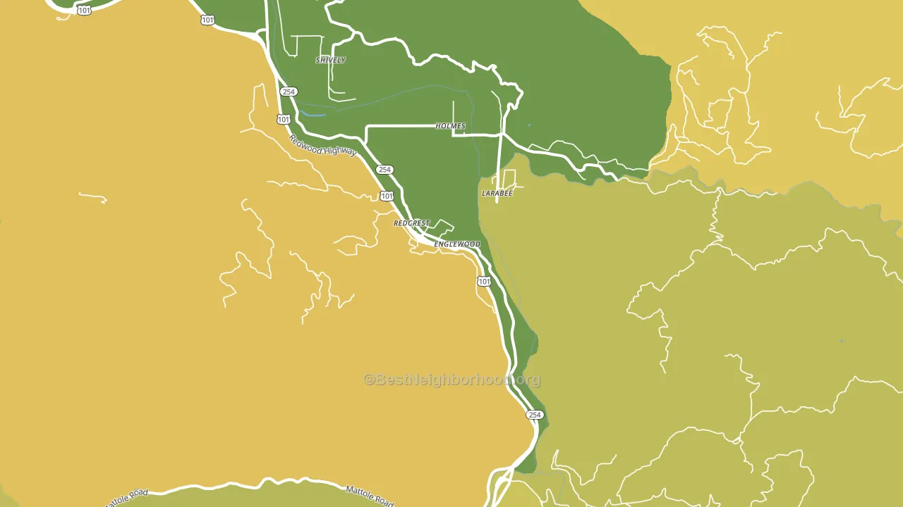 Redcrest, CA block-group voter-turnout map