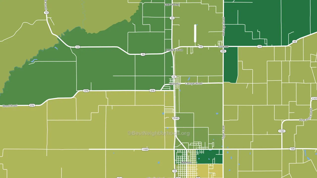 Reddell, LA block-group voter-turnout map