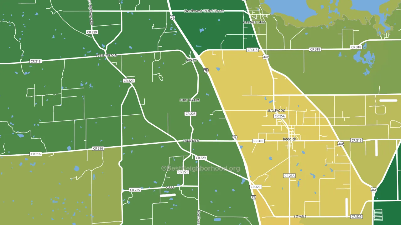 Reddick, FL block-group voter-turnout map