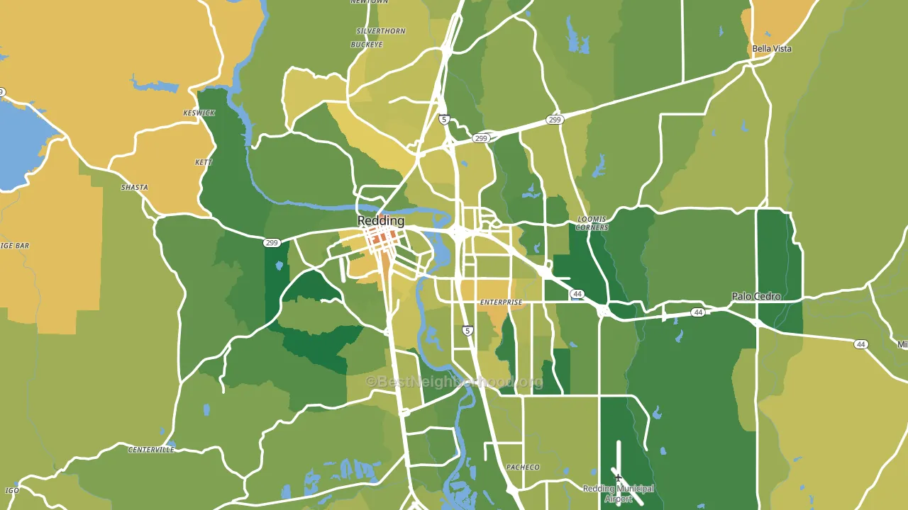 Redding, CA block-group voter-turnout map