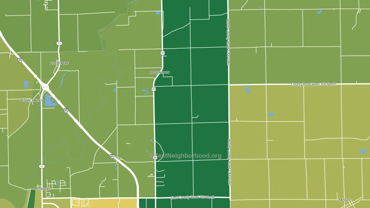 Reddington, IN block-group voter-turnout map