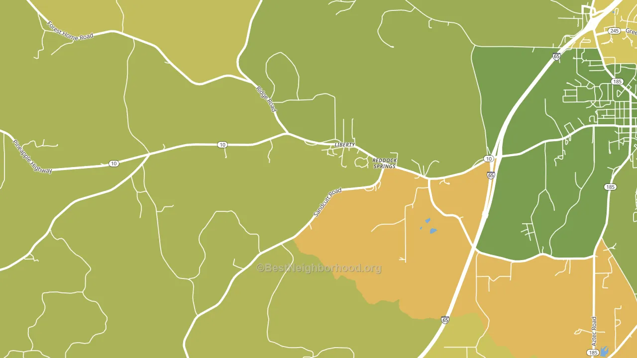 Reddock Springs, AL block-group voter-turnout map