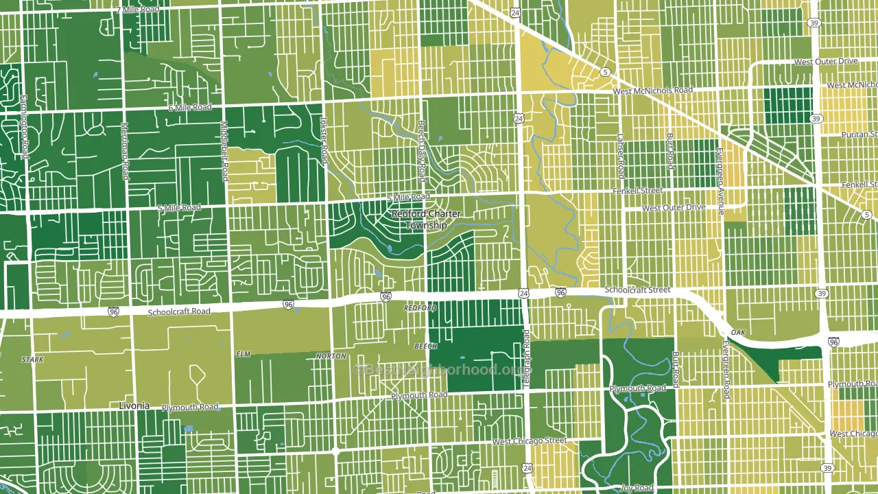 Redford, MI block-group voter-turnout map