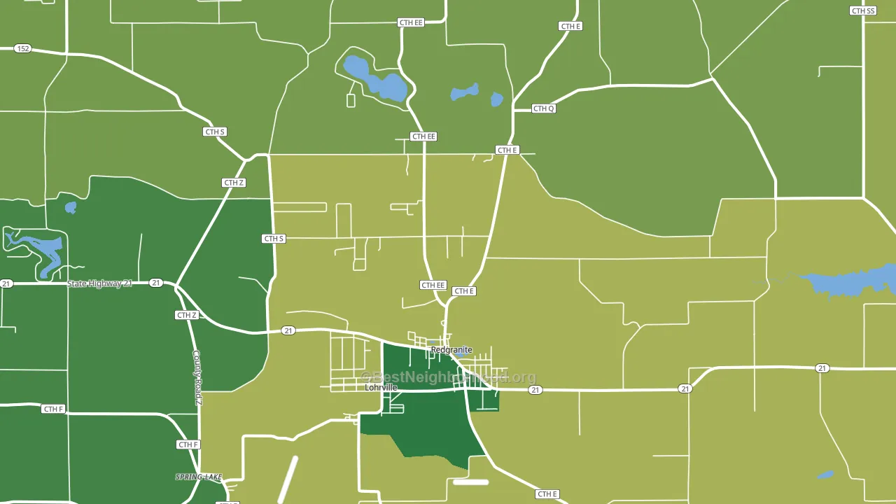 Redgranite, WI block-group voter-turnout map