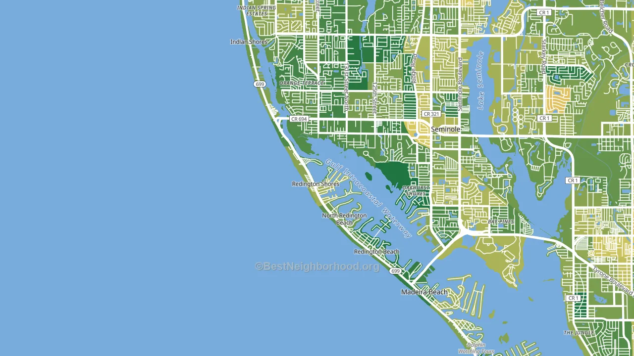 Redington Shores, FL block-group voter-turnout map