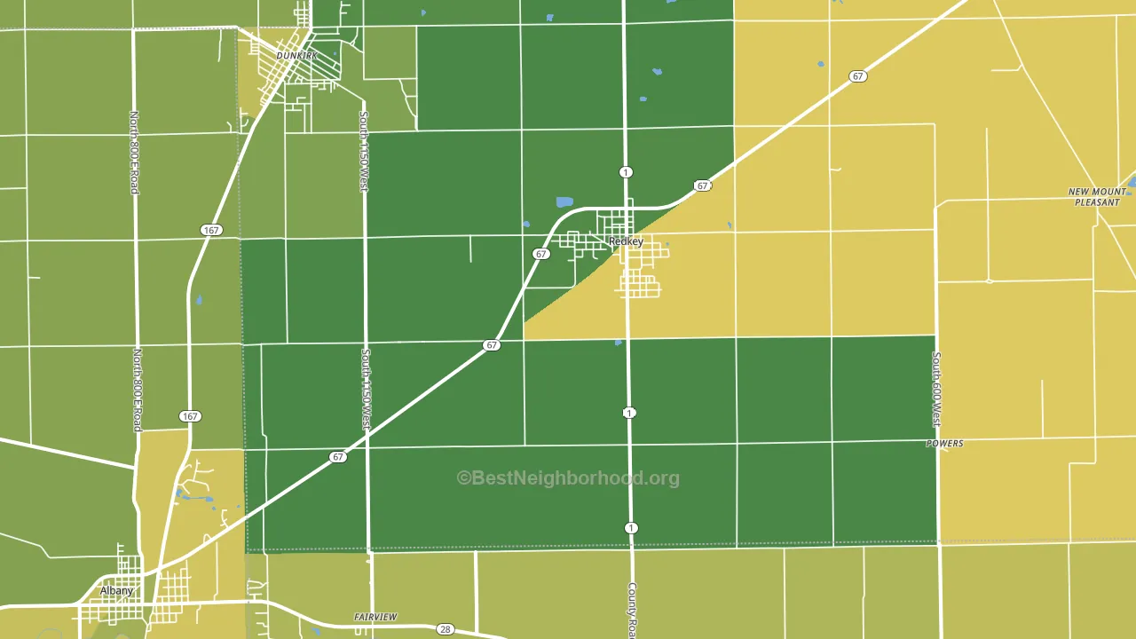 Redkey, IN block-group voter-turnout map