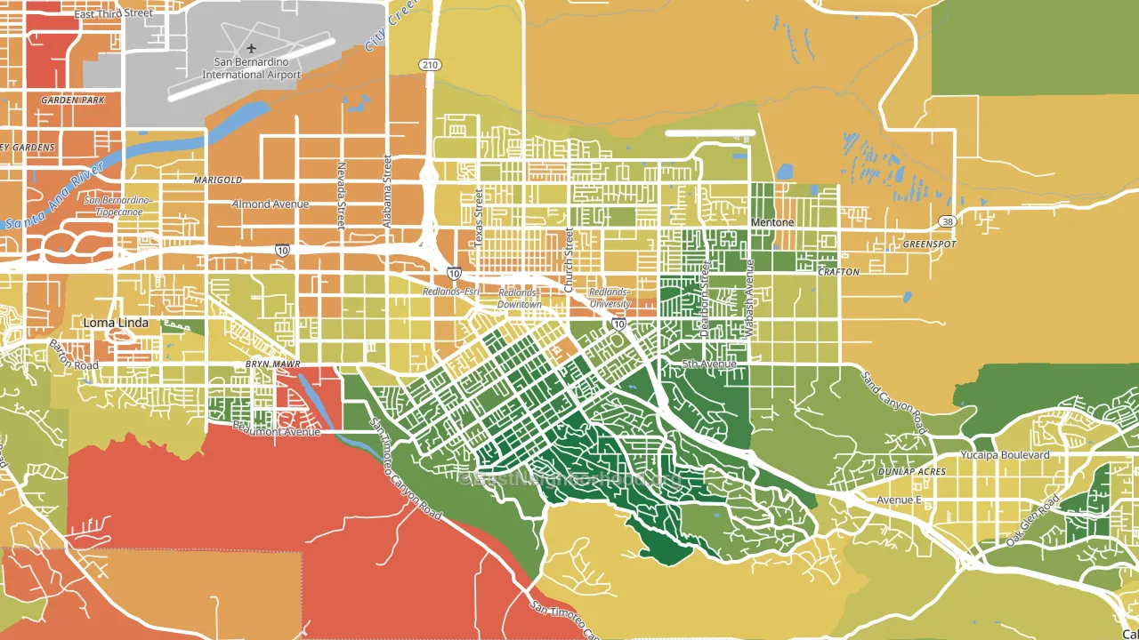 Redlands, CA block-group voter-turnout map