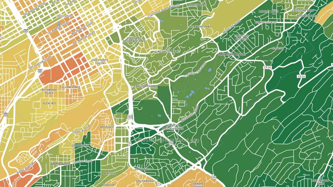 Redmont Park, Birmingham, AL block-group voter-turnout map