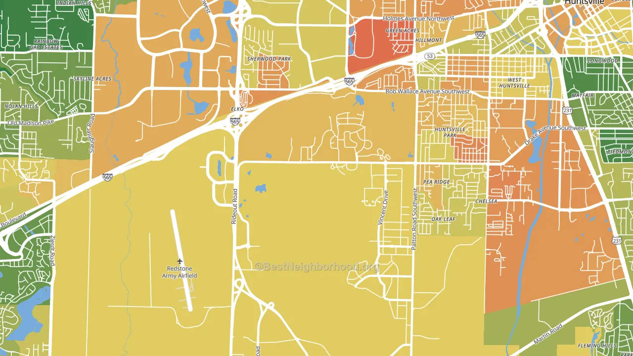 Redstone Arsenal, AL block-group voter-turnout map