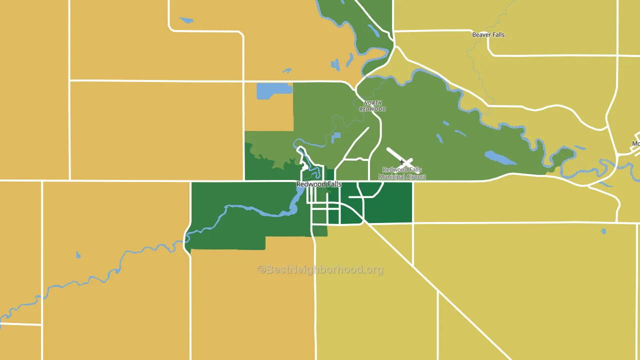 Redwood Falls, MN block-group voter-turnout map