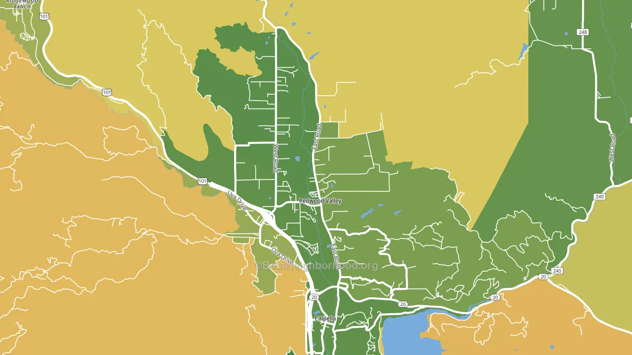 Redwood Valley, CA block-group voter-turnout map