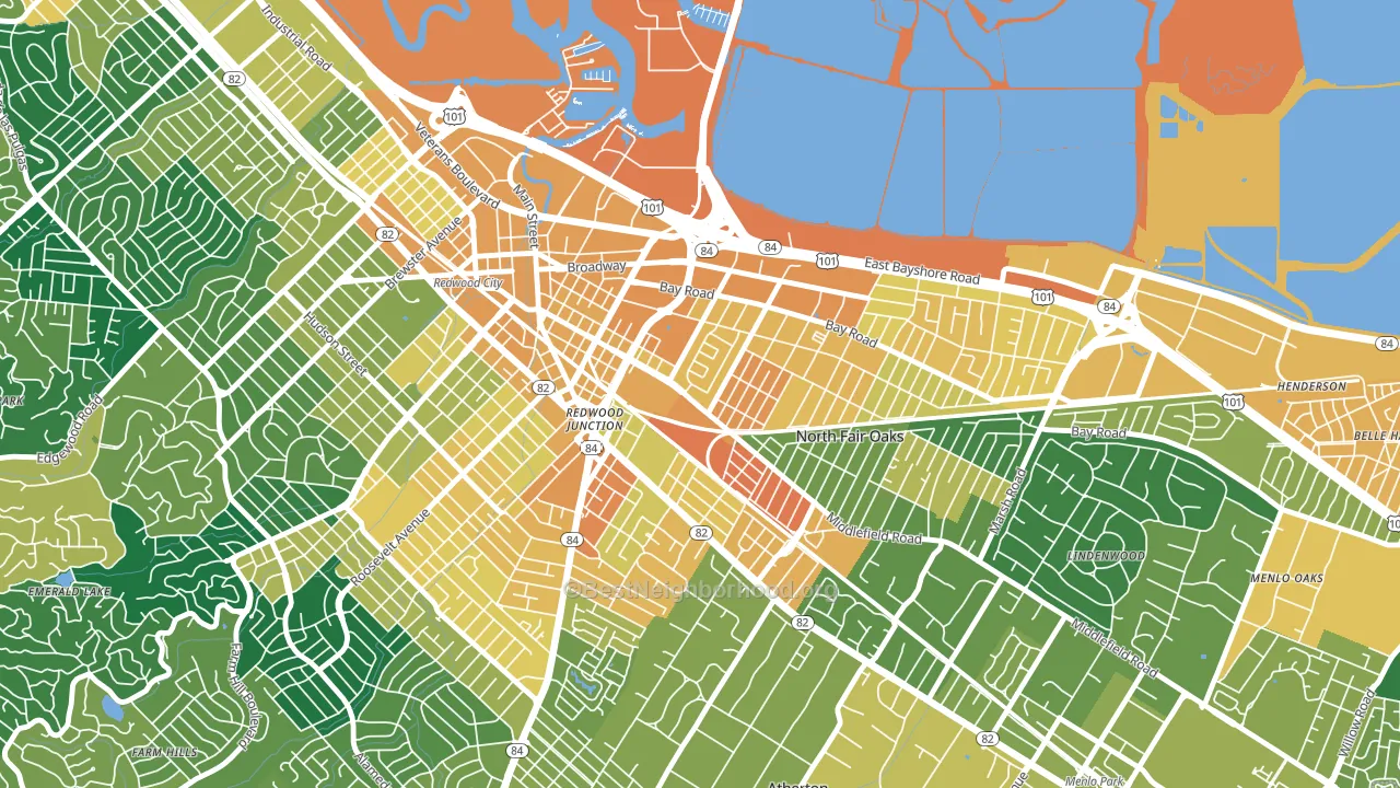 Redwood Village, Redwood City, CA block-group voter-turnout map