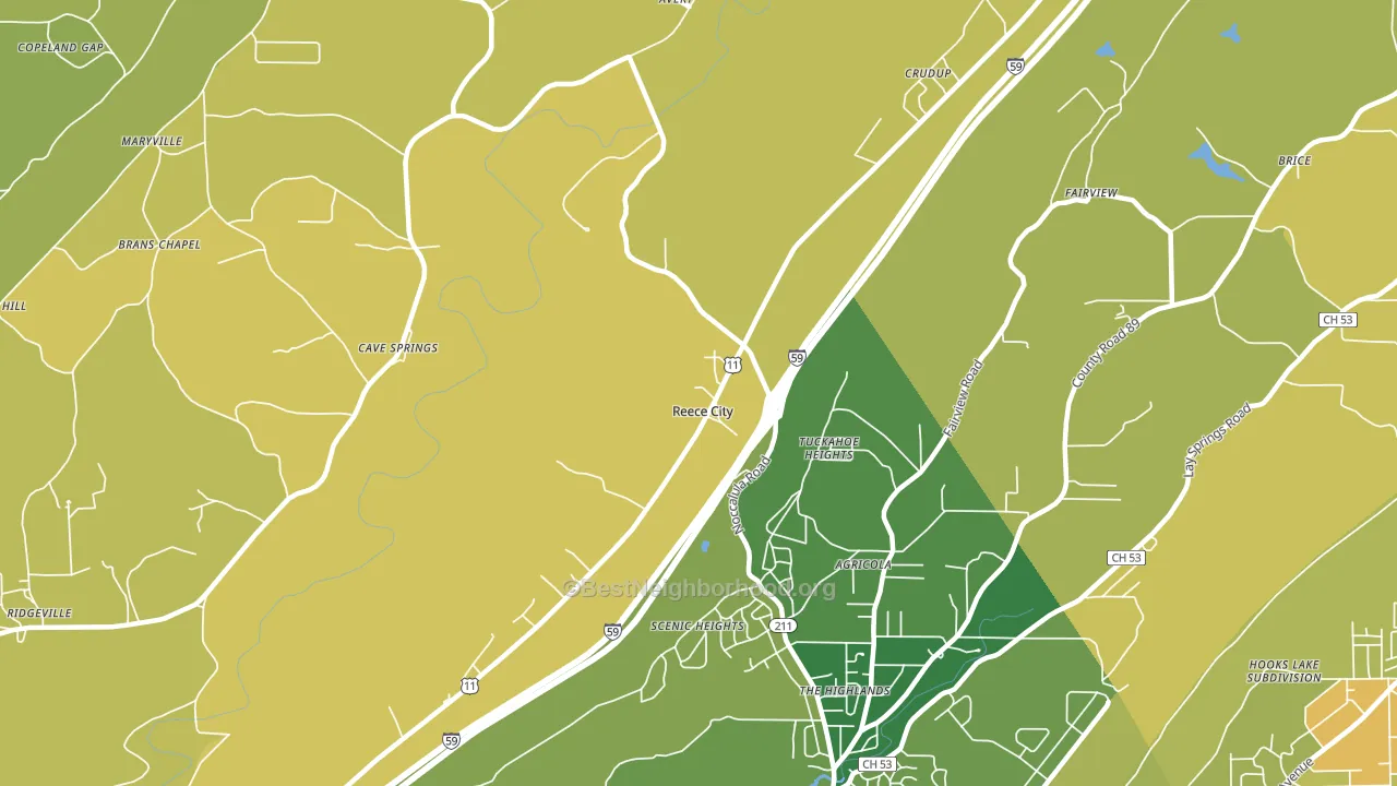 Reece City, AL block-group voter-turnout map