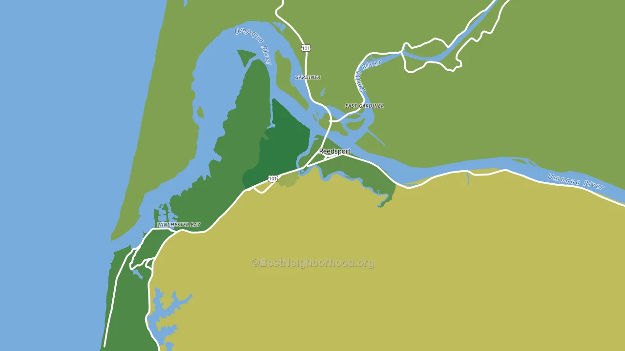 Reedsport, OR block-group voter-turnout map