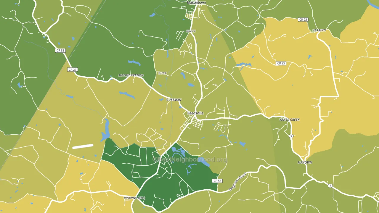 Reedsville, WV block-group voter-turnout map