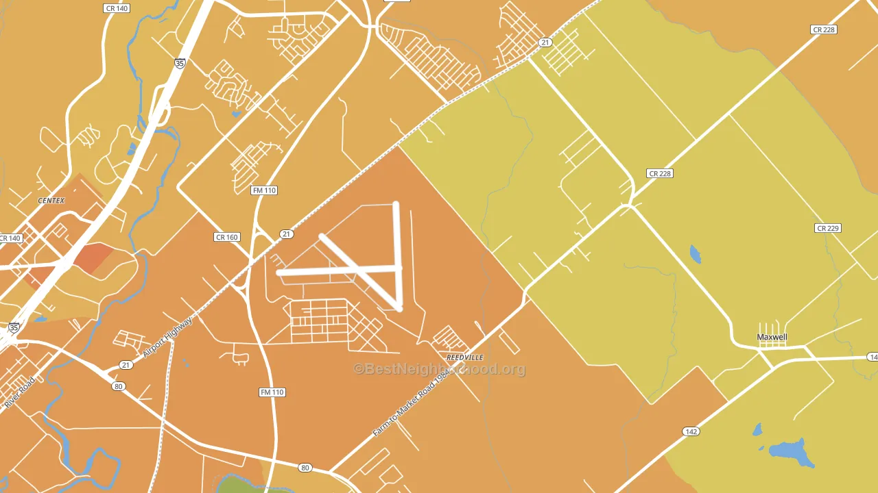 Reedville, TX block-group voter-turnout map