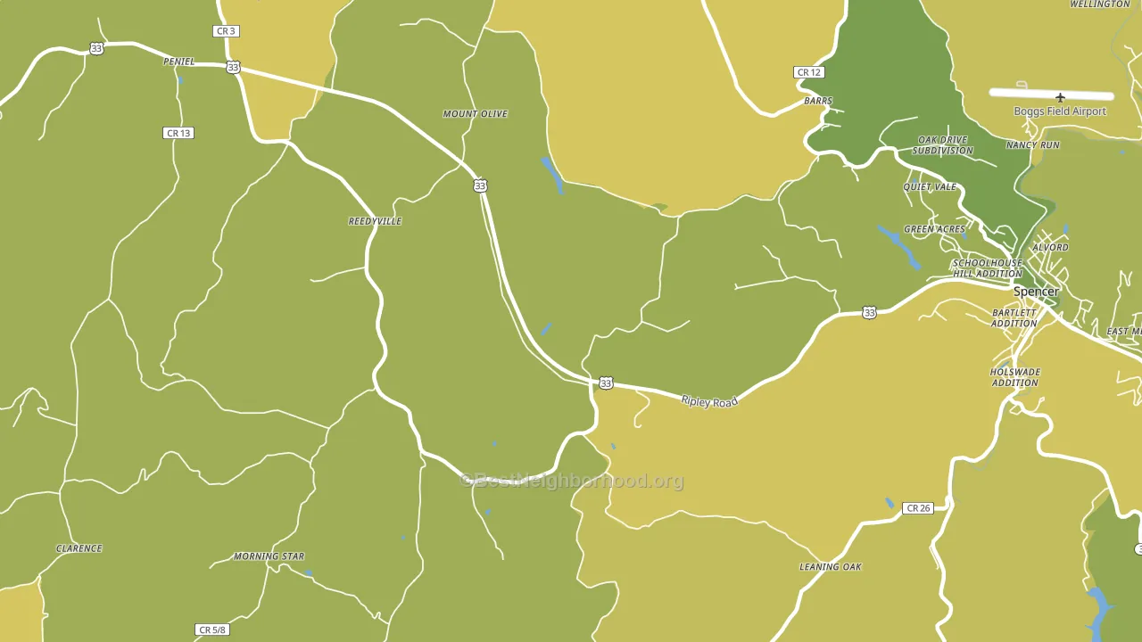 Reedyville, WV block-group voter-turnout map