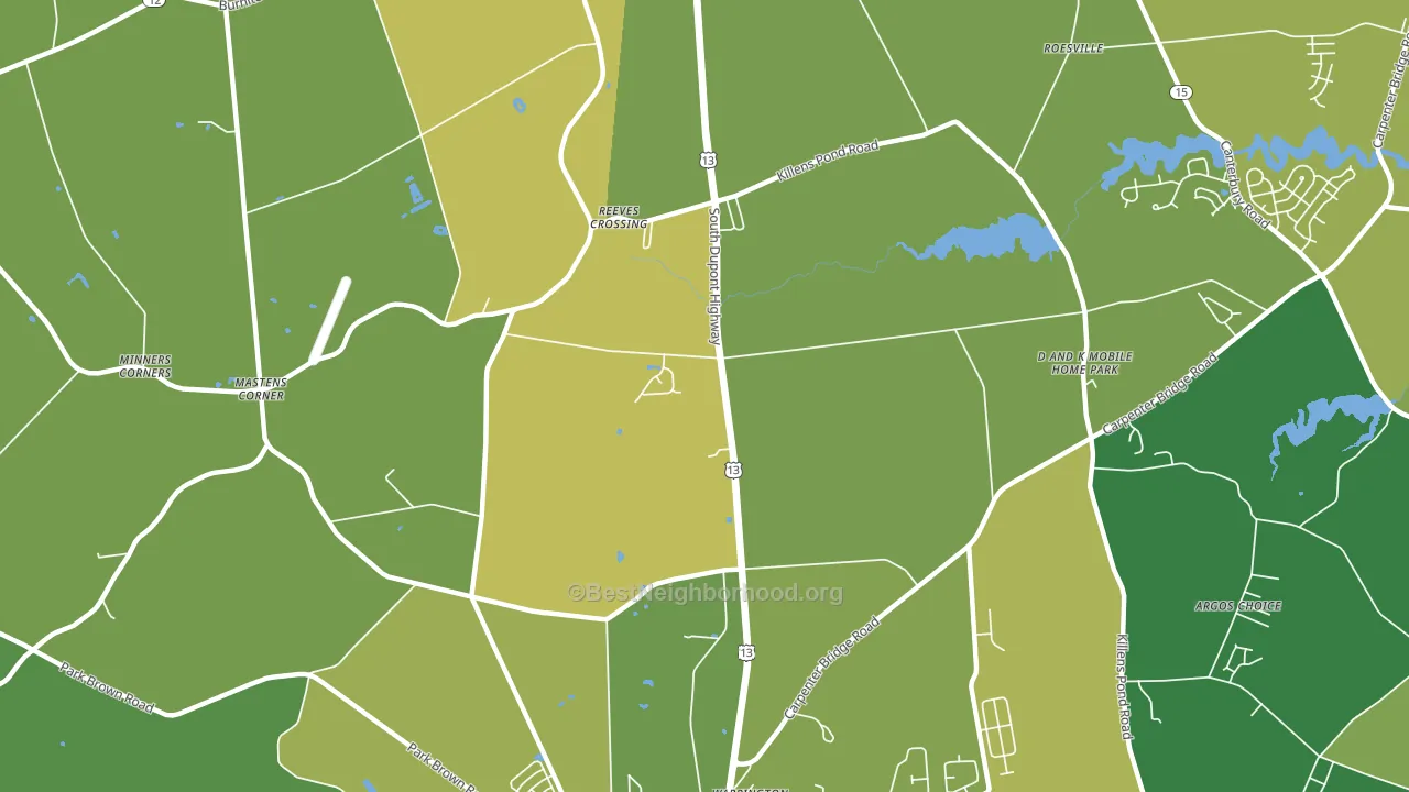 Reeves Crossing, DE block-group voter-turnout map