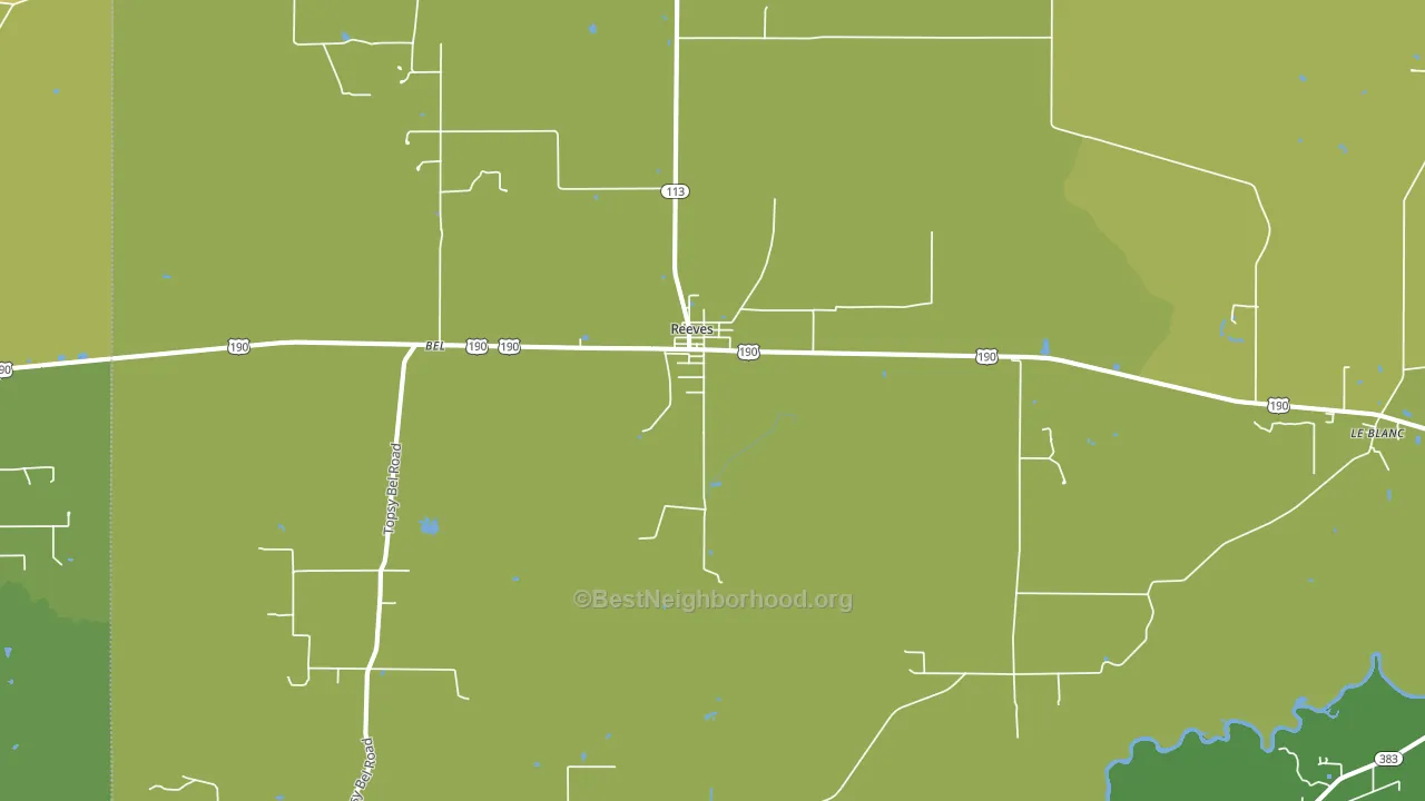 Reeves, LA block-group voter-turnout map
