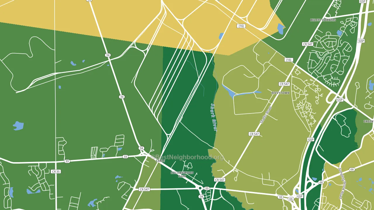 Reevytown, NJ block-group voter-turnout map