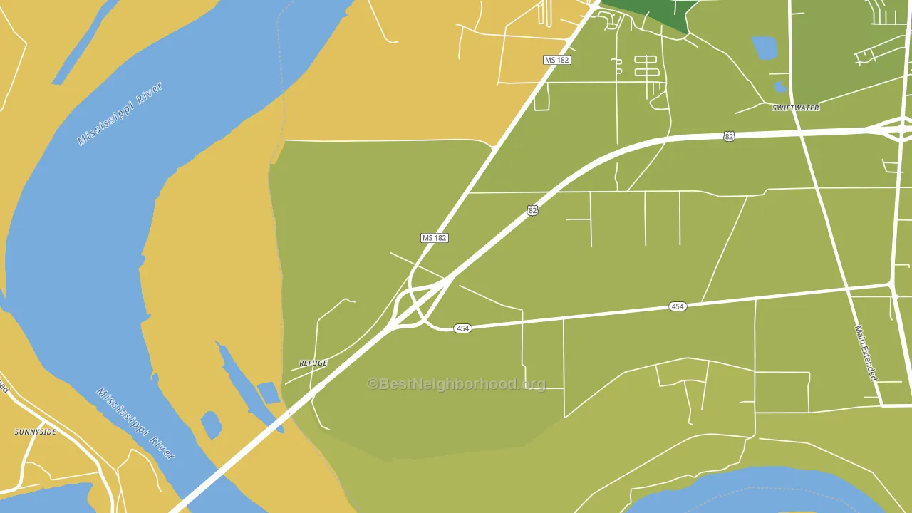 Refuge, MS block-group voter-turnout map