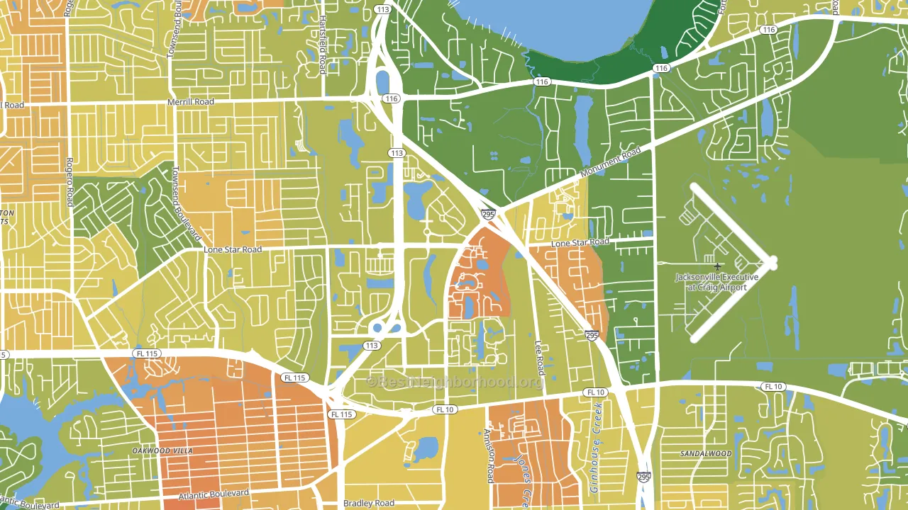 Regency, Jacksonville, FL block-group voter-turnout map