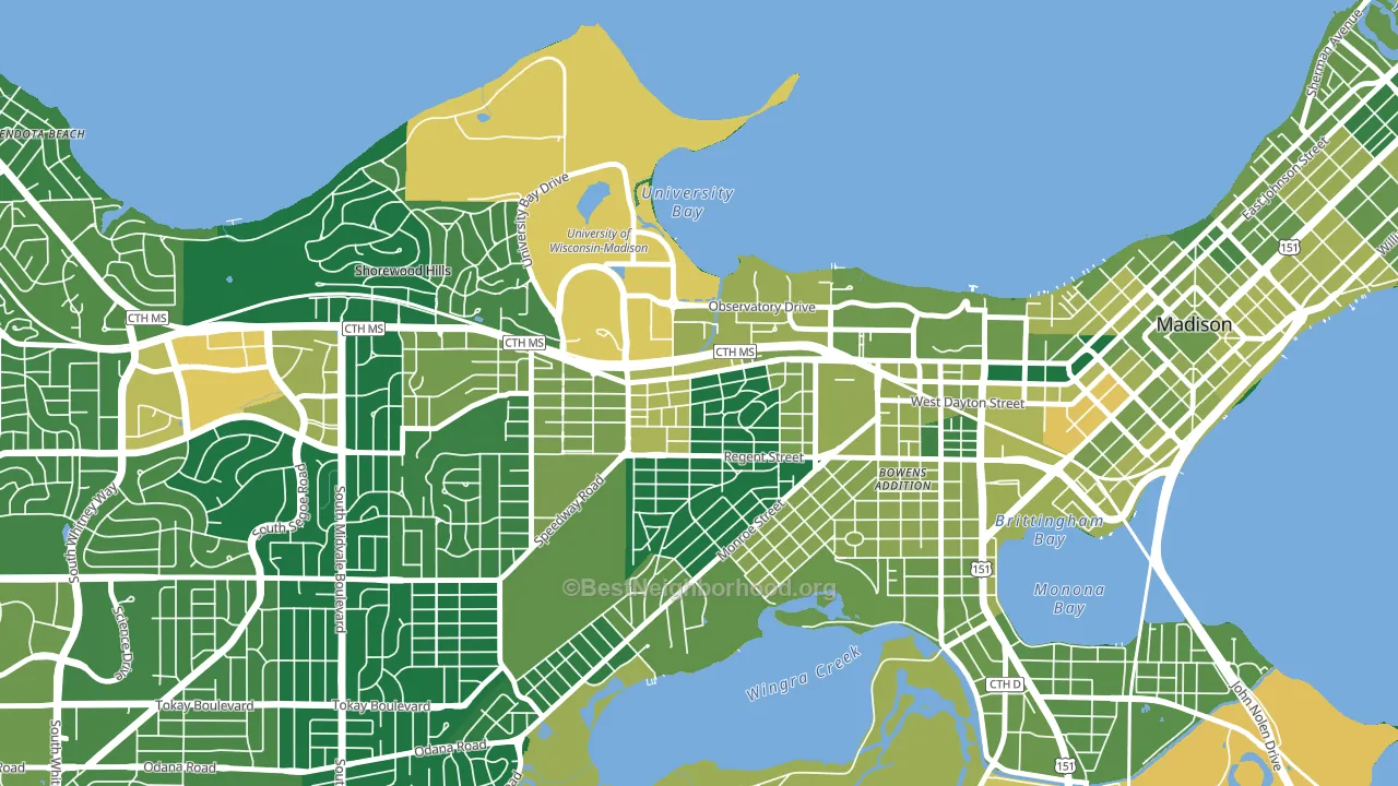 Regent, Madison, WI block-group voter-turnout map