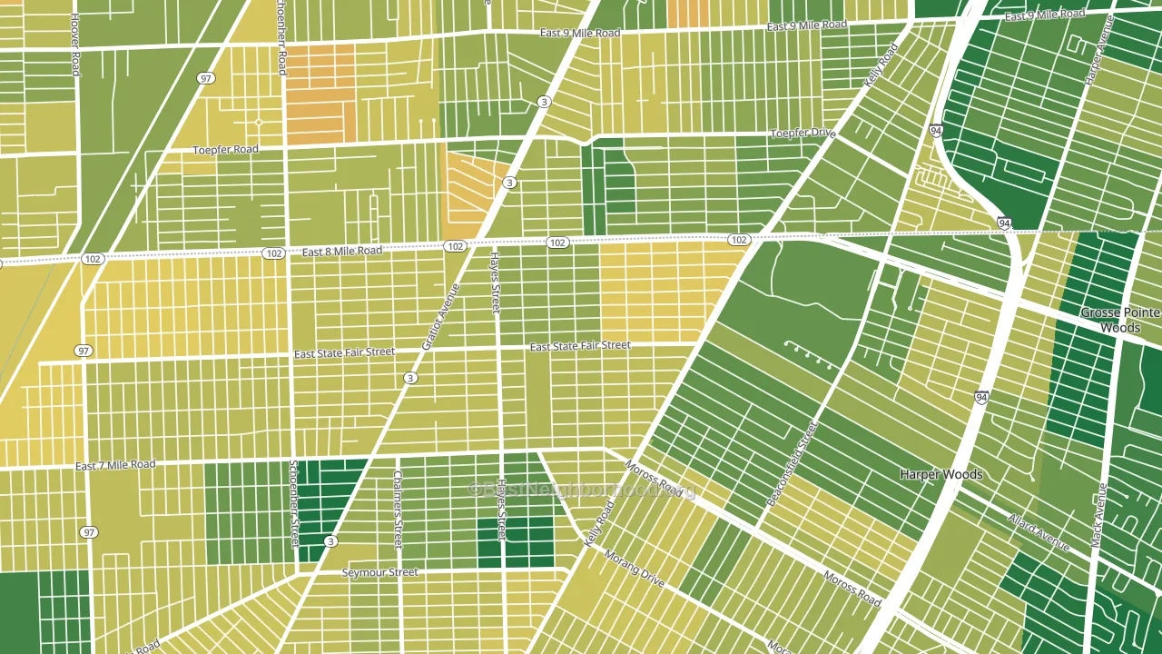 Regent Park, Detroit, MI block-group voter-turnout map