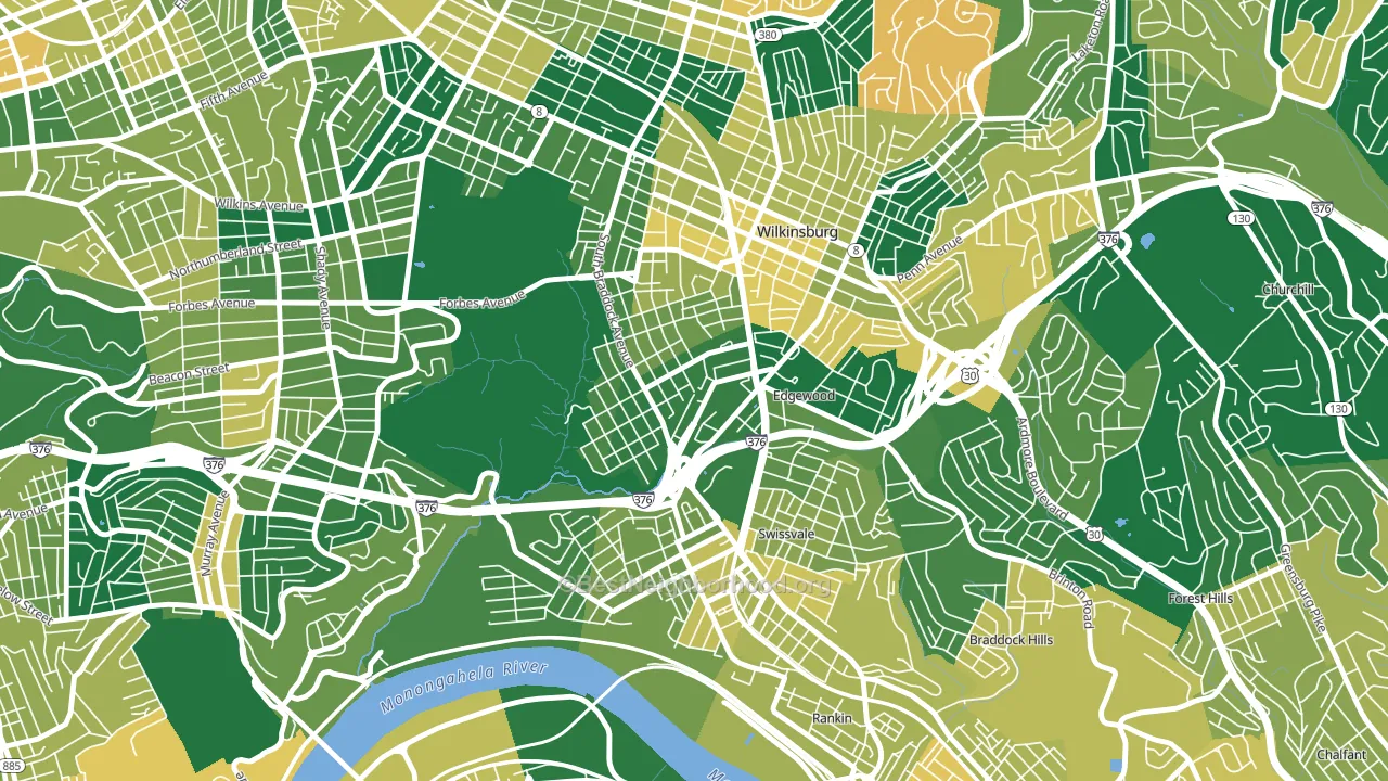 Regent Square, Pittsburgh, PA block-group voter-turnout map