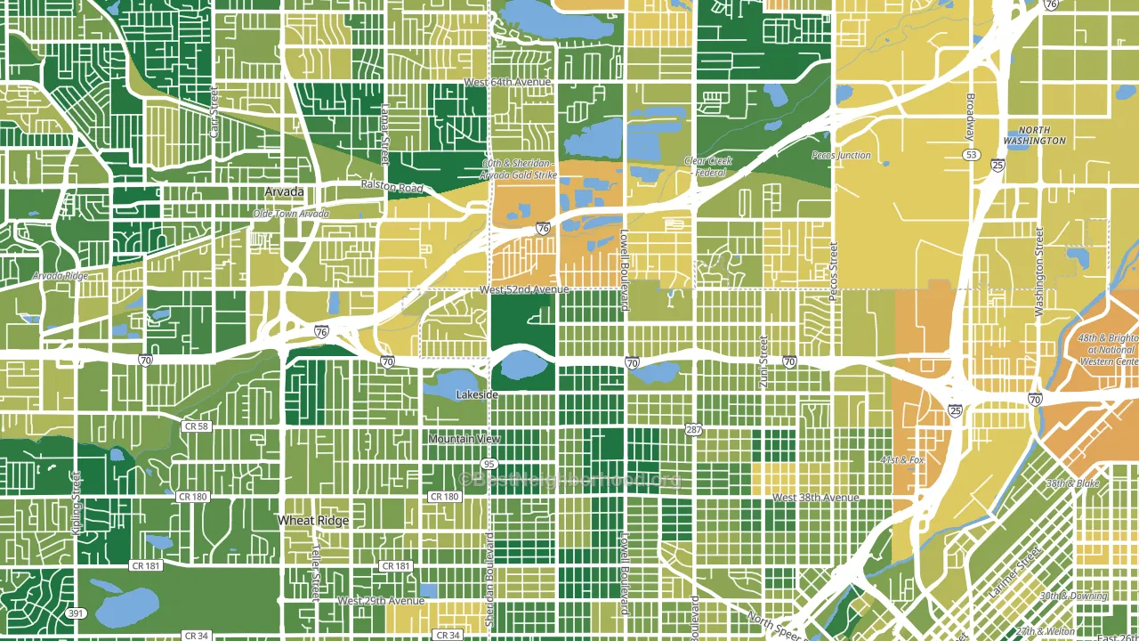 Regis, Denver, CO block-group voter-turnout map
