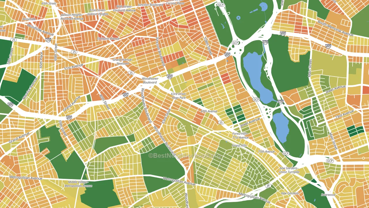 Rego Park, Queens, NY block-group voter-turnout map