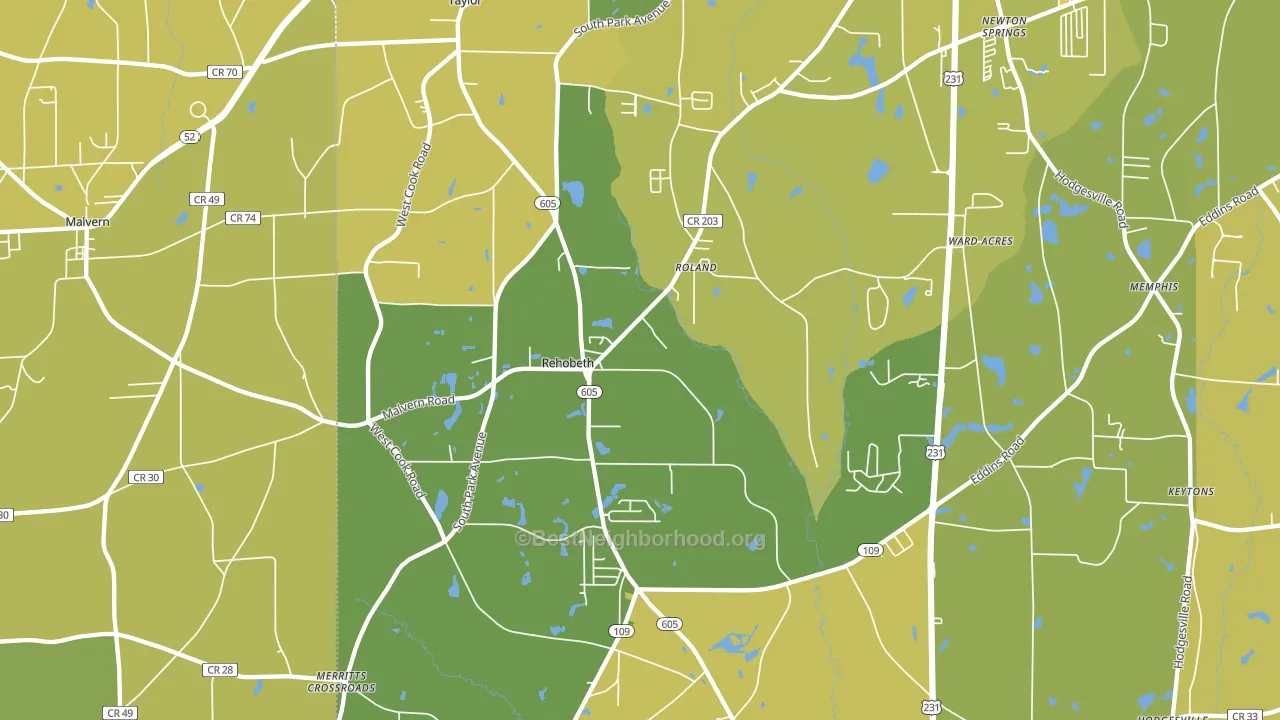 Rehobeth, AL block-group voter-turnout map