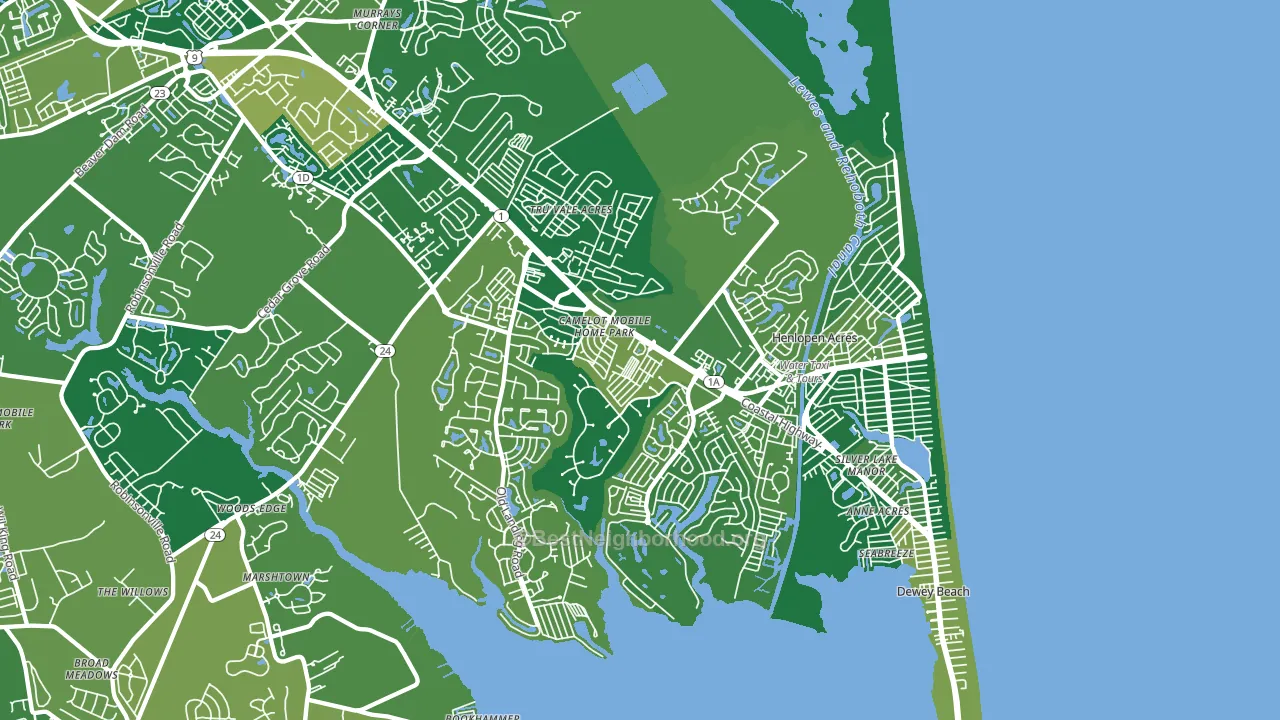 Rehoboth Beach, DE block-group voter-turnout map