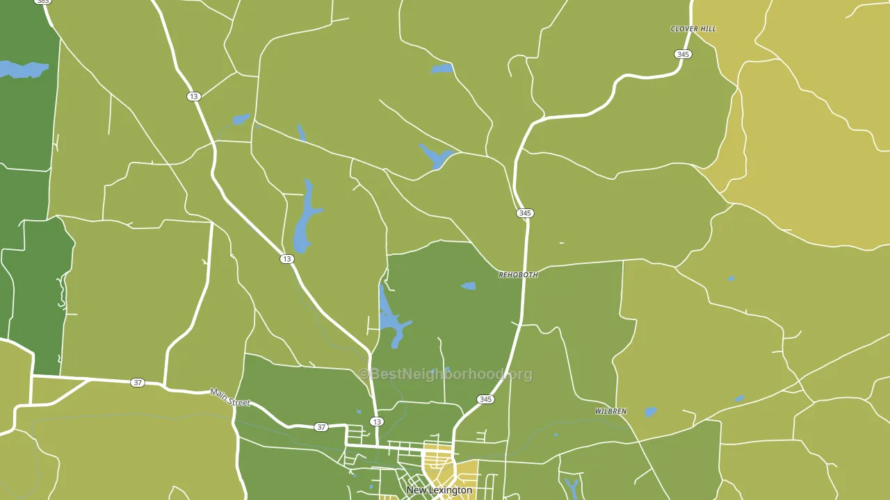 Rehoboth, OH block-group voter-turnout map