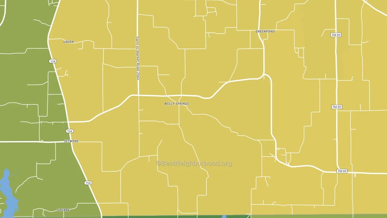 Reilly Springs, TX block-group voter-turnout map