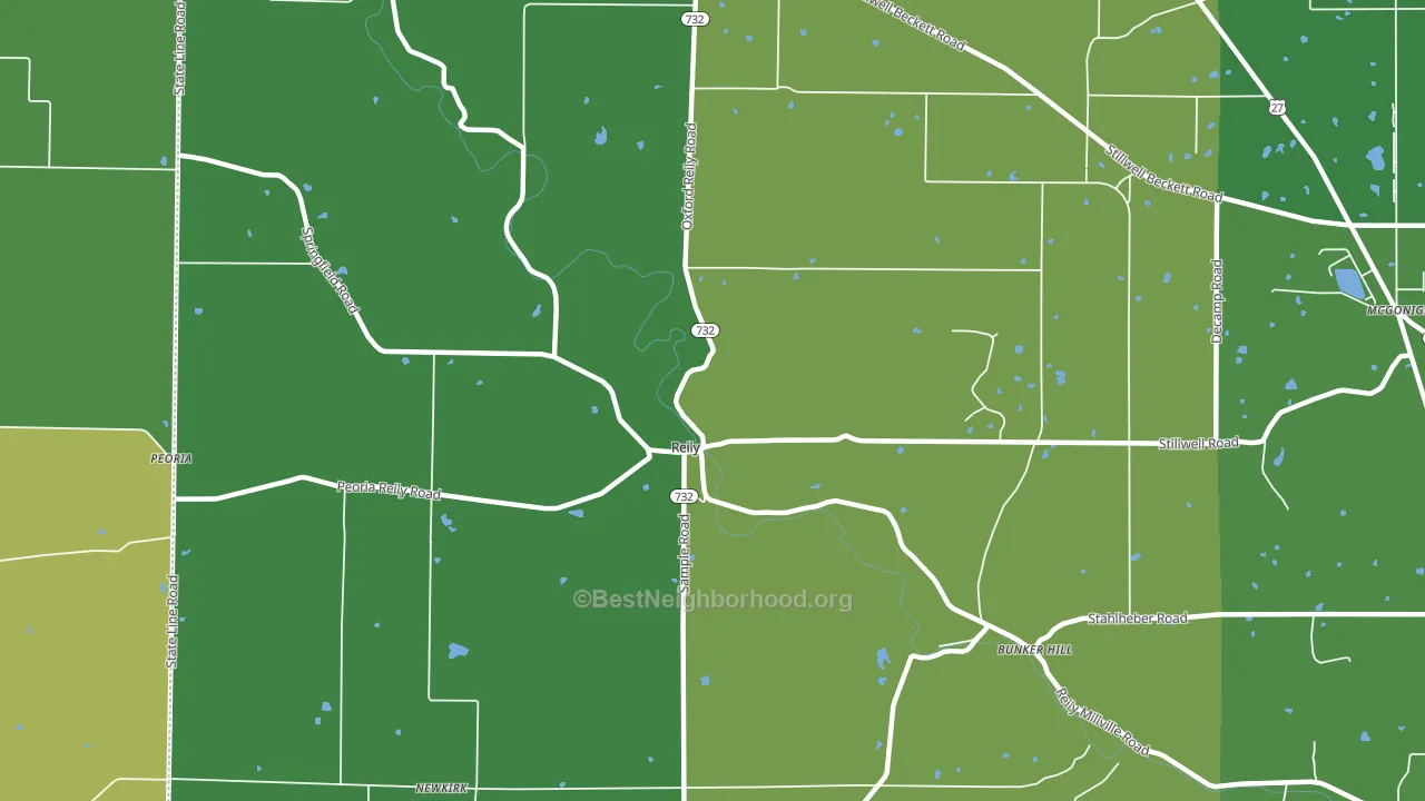Reily, OH block-group voter-turnout map