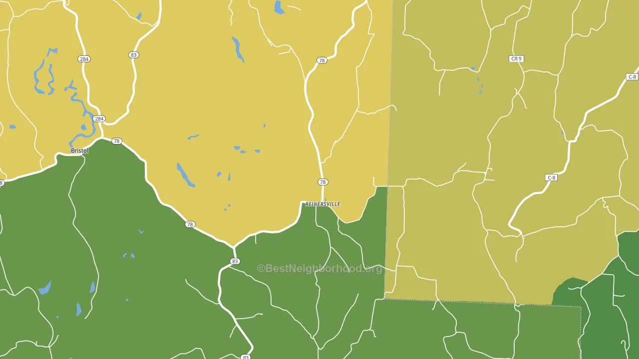 Reinersville, OH block-group voter-turnout map