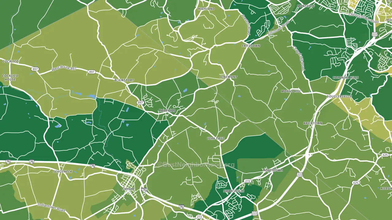 Reinholds, PA block-group voter-turnout map