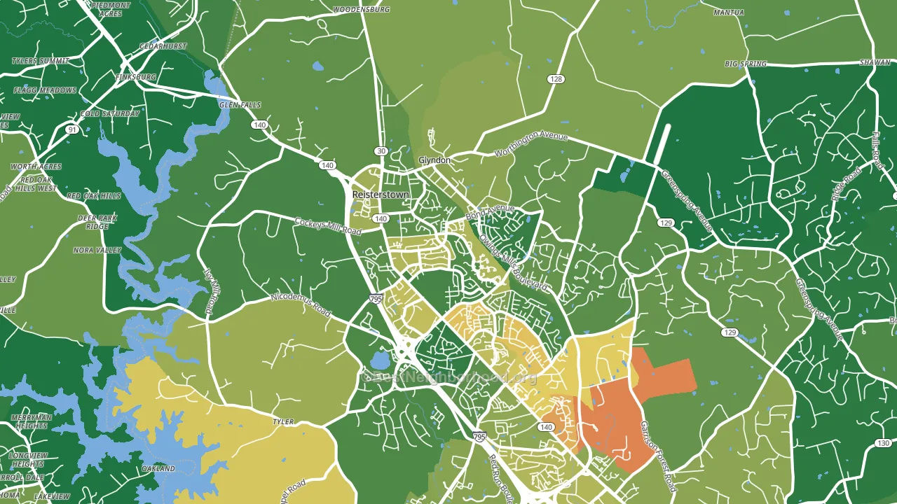 Reisterstown, MD block-group voter-turnout map