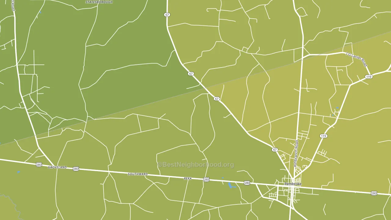 Reka, GA block-group voter-turnout map