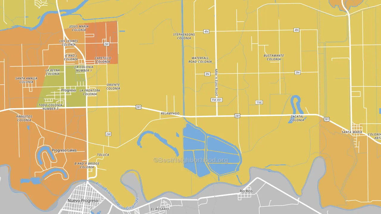 Relampago, TX block-group voter-turnout map