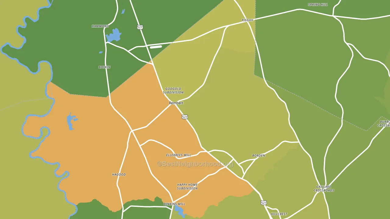 Rembert, SC block-group voter-turnout map
