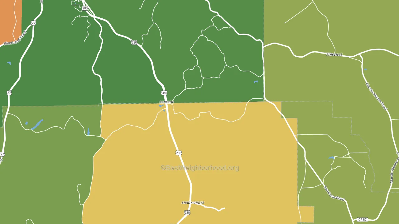 Renfroe, GA block-group voter-turnout map
