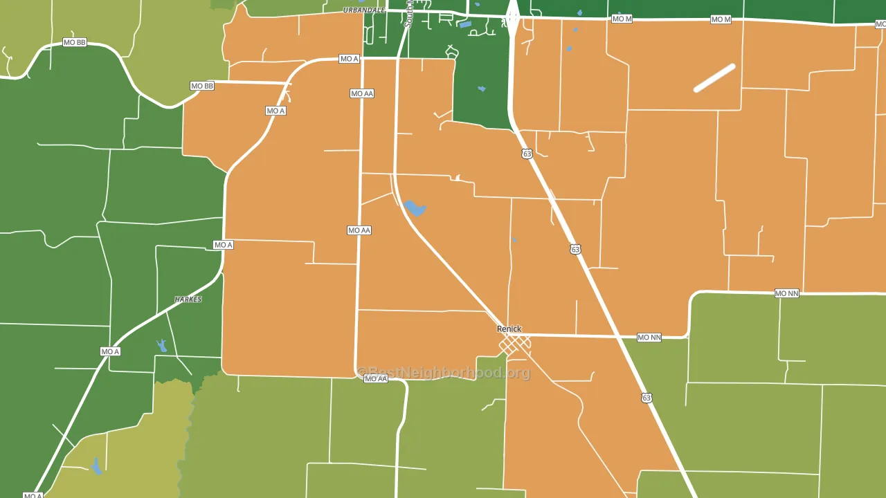 Renick, MO block-group voter-turnout map