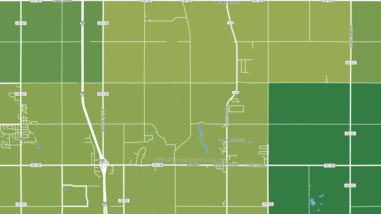Renner, SD block-group voter-turnout map