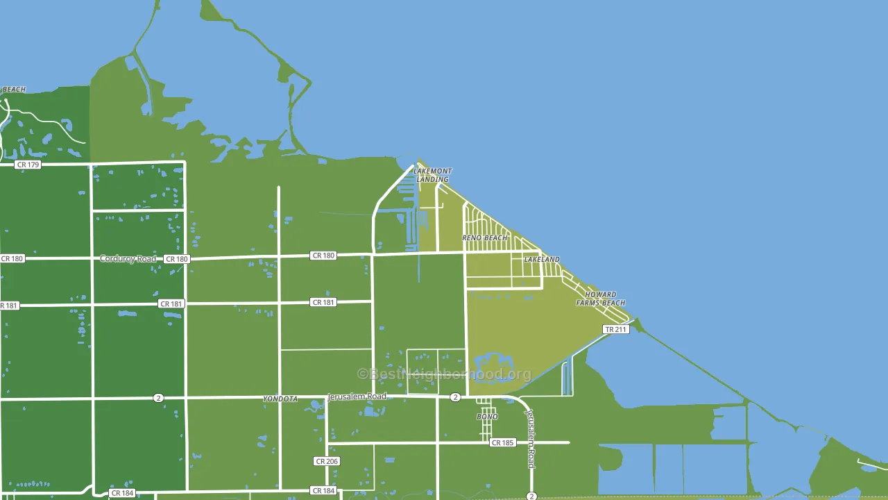 Reno Beach, OH block-group voter-turnout map