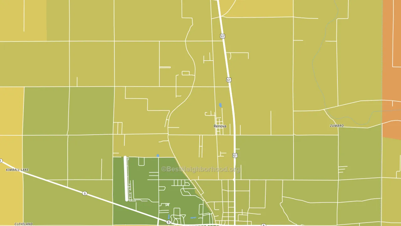 Renova, MS block-group voter-turnout map