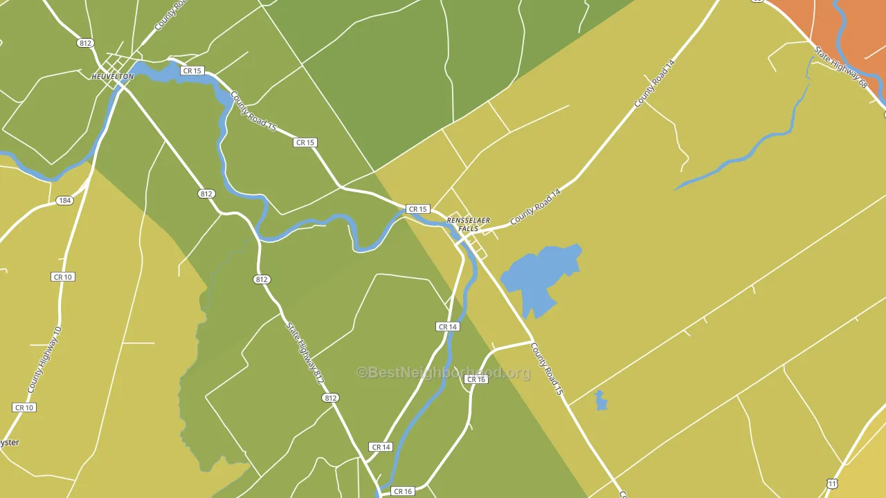 Rensselaer Falls, NY block-group voter-turnout map